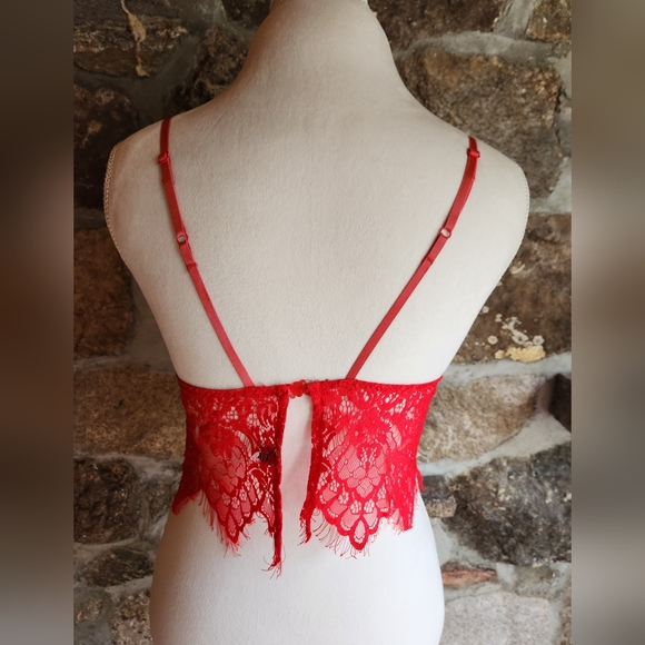 Wink Gal Womens Sheer Mesh Sexy Bralette Wireless Lace Red Sz XL - Picture 3 of 14